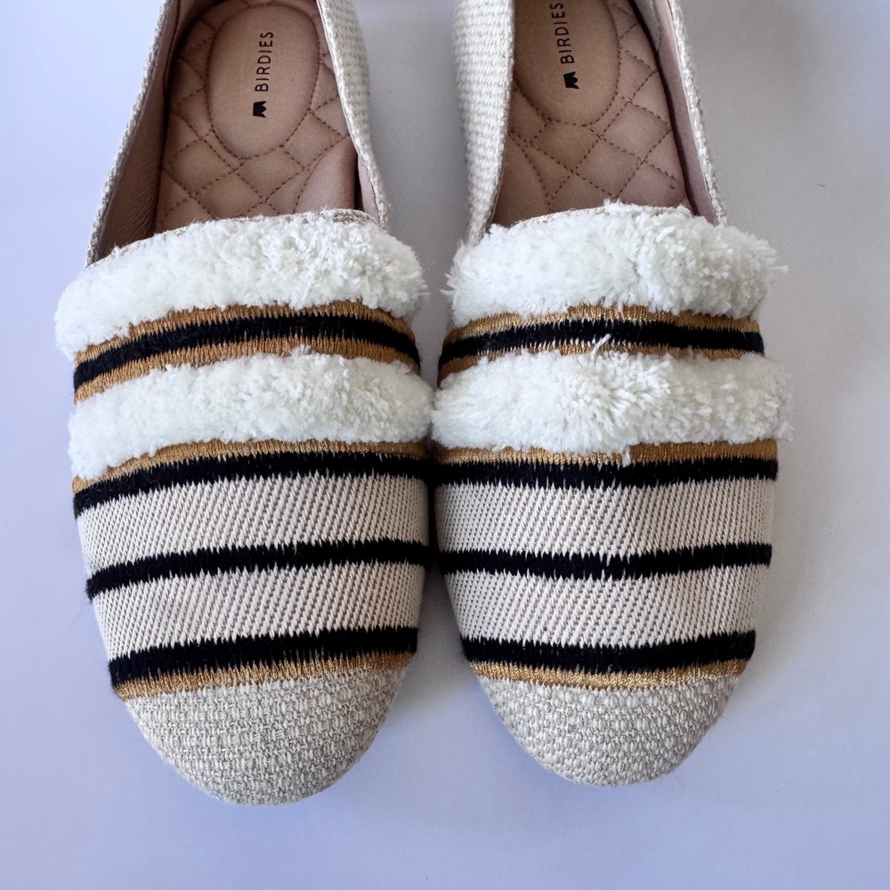 Birdies The Starling Cream & Black Stripe Loafers Women's Size 7 - Picture 4 of 13